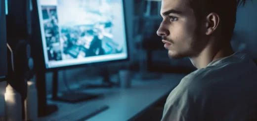 Фото молодой человек перед монитором компьютера